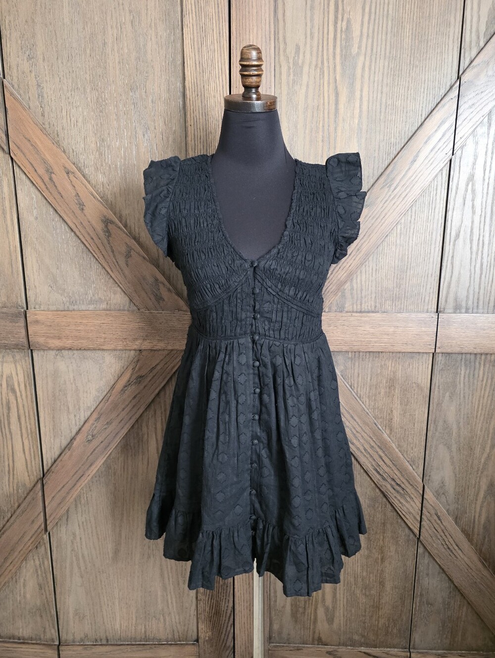 NWT Anthropologie Black Ruffled Mini Dress